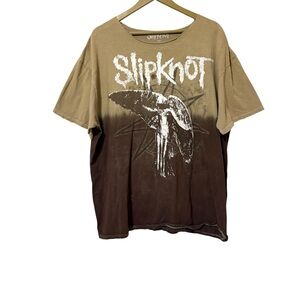 Slipknot Size XL Tan Brown Tie Dye Graphic Tee Shirt Destroyed Flawed Concert